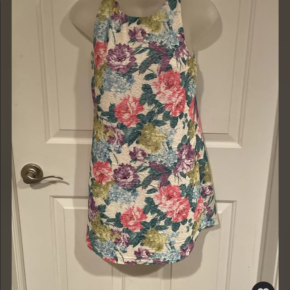 Red Saks Fifth Avenue Sz S Womens Colorful Floral Lined A Line Dress GUC B007